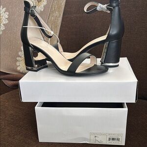 H by Halston Black Block Heel Sandals